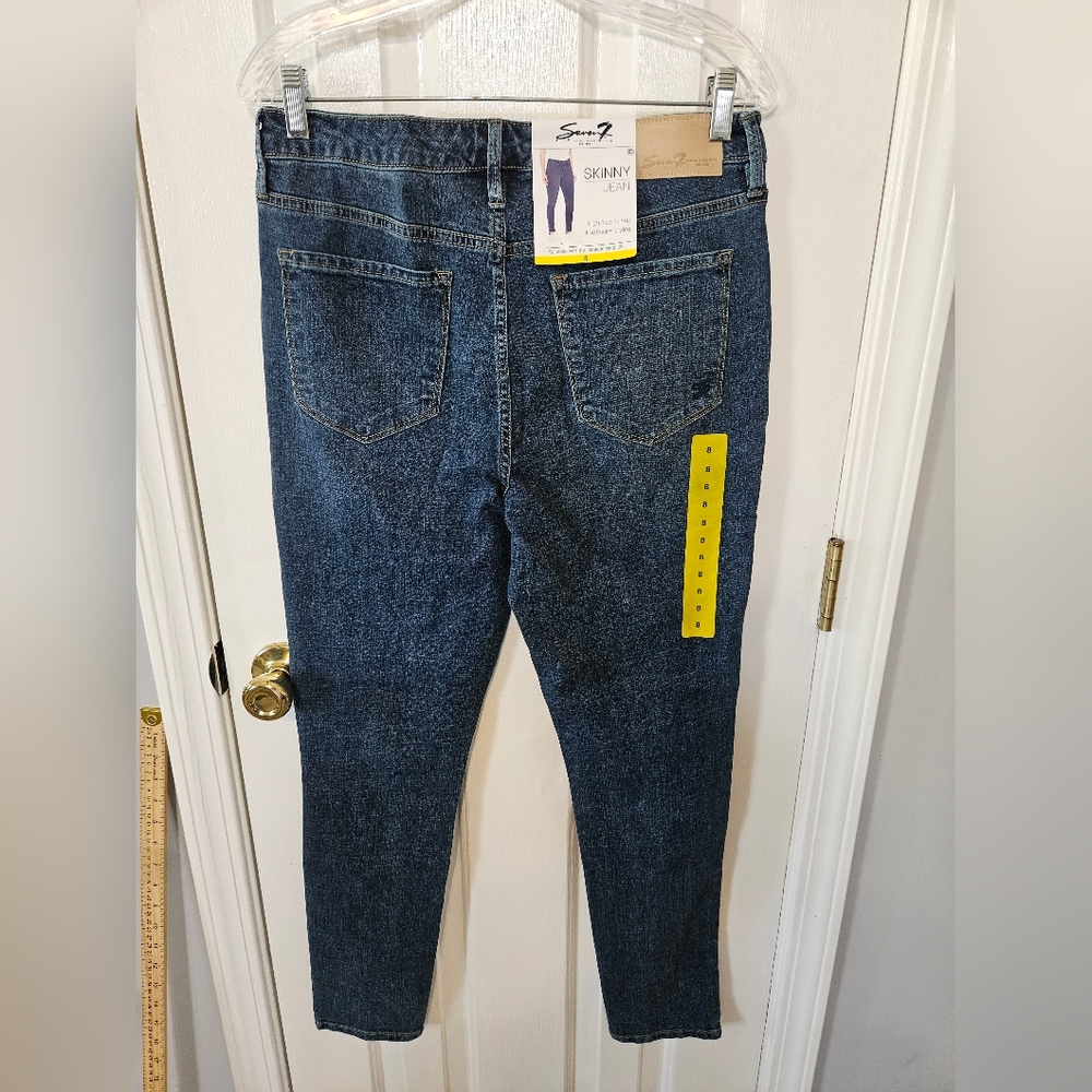 Seven7 Women's Classic Blue High Rise Skinny Jeans Size 8 - Picture 3 of 9